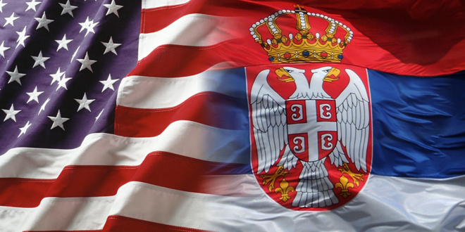 USA Serbia flags
